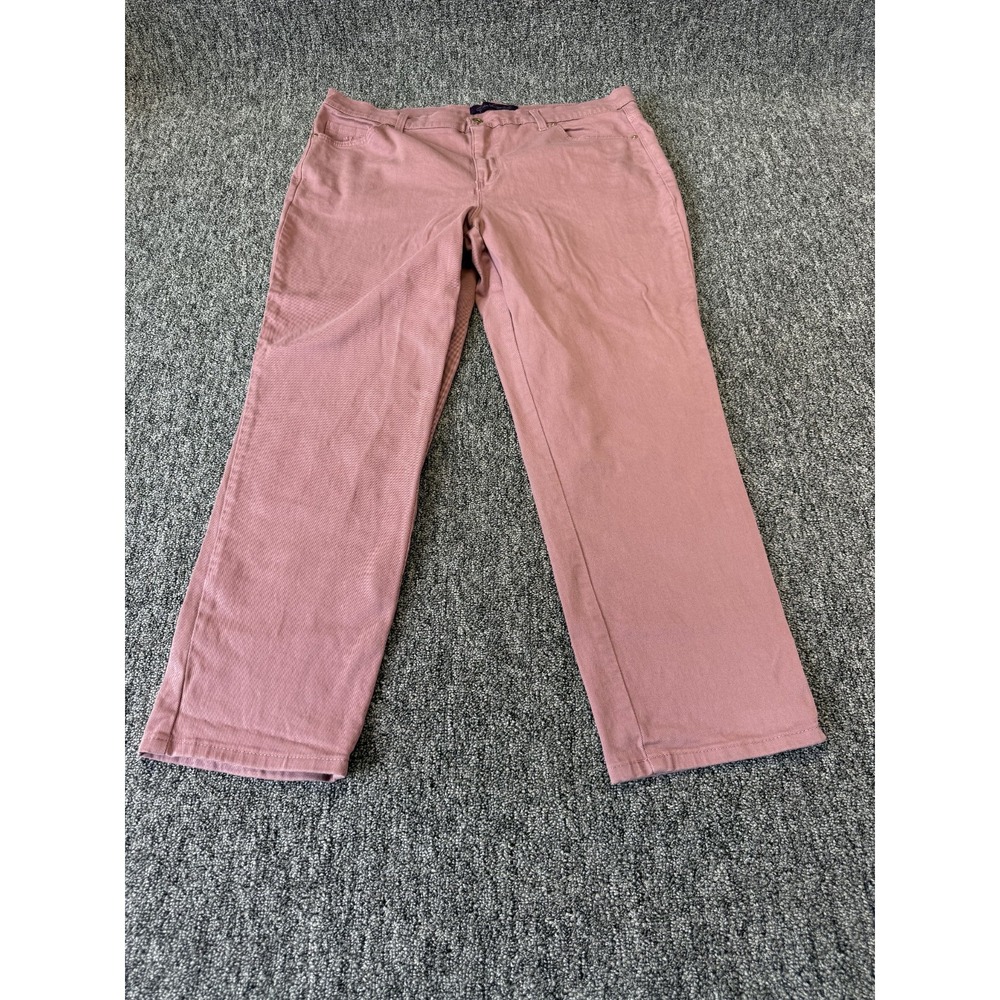 Gloria Vanderbilt Amanda Jeans Womens 18W Pink Cotton Stretch Slim Straight Leg